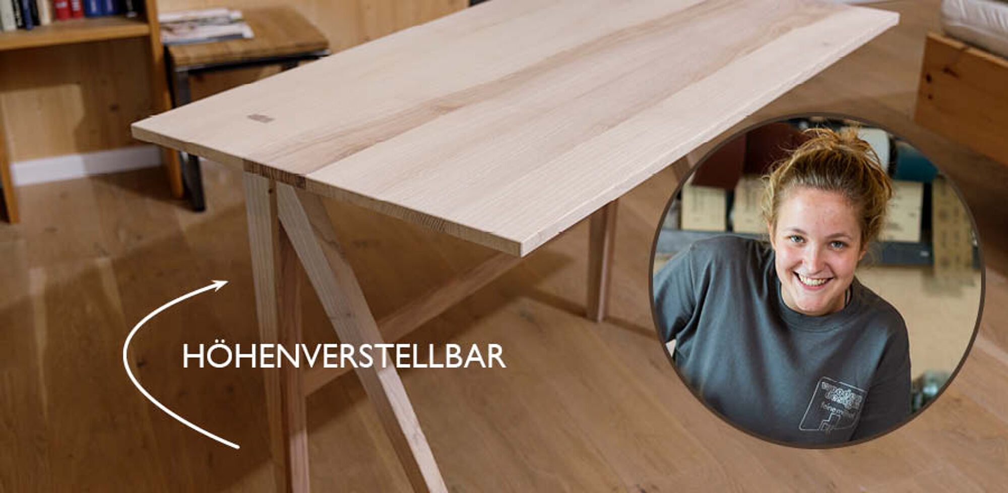 höhenverstellbarer Tisch Gesellenstück Tischlergesellen Aktuelles Möbeltischler woodendesign Möbelmanufaktur Hamburg