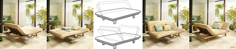 JOKA Butterfly Sunbed verstellbar – mehrere Relax-Positionen – 3-seitig in 2 Stufen klappbar – Design-Sonnenliege / Luxus-Gartenliege – Outdoorliege mit Komfort