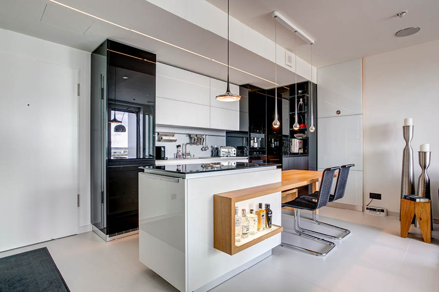 Designküche moderne Kücheninsel Esstisch ausklappbar Küchenblock Kochinsel Massivholz Massivholzküche Tischler Hamburg