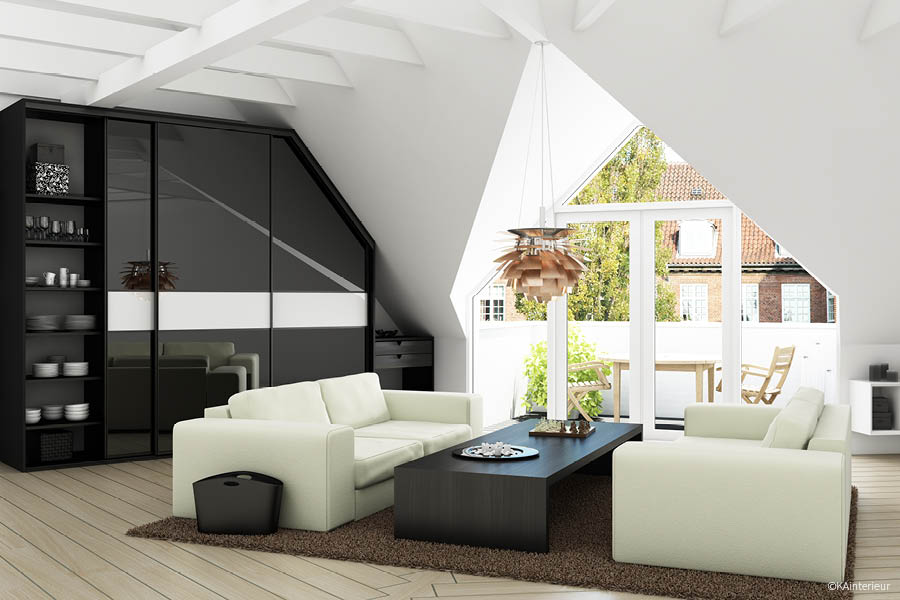 Aktuelles – Trends – News im Februar 2024 | Einbauschrank im Wohnzimmer mit Dachschräge, Möbel für Zimmer mit Dachschrägen | Möbeltischlerei woodendesign | Tischler Möbeltischler Möbelmanufaktur Hamburg