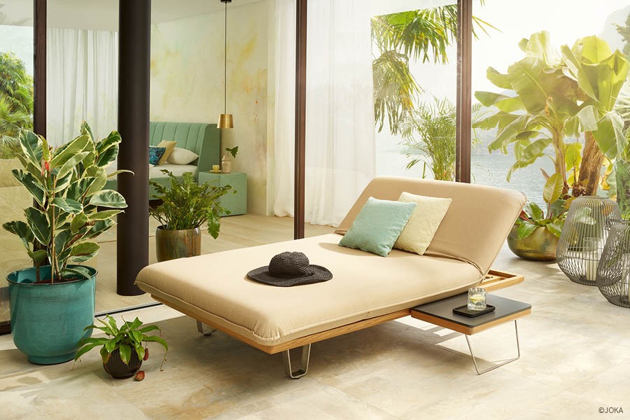 JOKA Butterfly Sunbed Relaxposition – Luxus-Sonnenliege / Design-Gartenliege – Outdoor-Polsterliege mit verstellbarer Rückenlehne