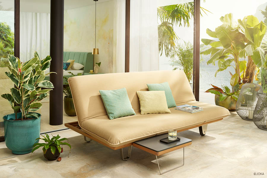 JOKA Butterfly Sunbed Sitzposition – Design-Sonnenliege / Luxus-Gartenliege mit Suntable Einhängetisch – Outdoorliege mit Relax-Funktion