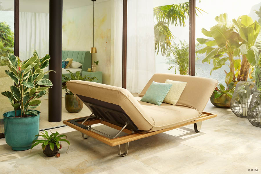 JOKA Butterfly Sunbed verstellbar – mehrere Relax-Einstellungen (Sitzen, Relaxen, Liegen) – Design-Sonnenliege / Gartenliege mit Komfort
