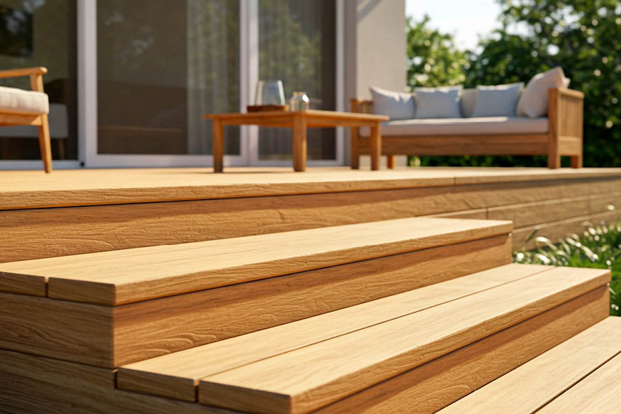 Terrasse mit Stufen - Ihre Möbeltischlerei in Hamburg für Wohnmöbel auf Terrasse & Balkon - Bodenbeläge und Möbel aus natürlichem Holz - woodendesign feine Möbel